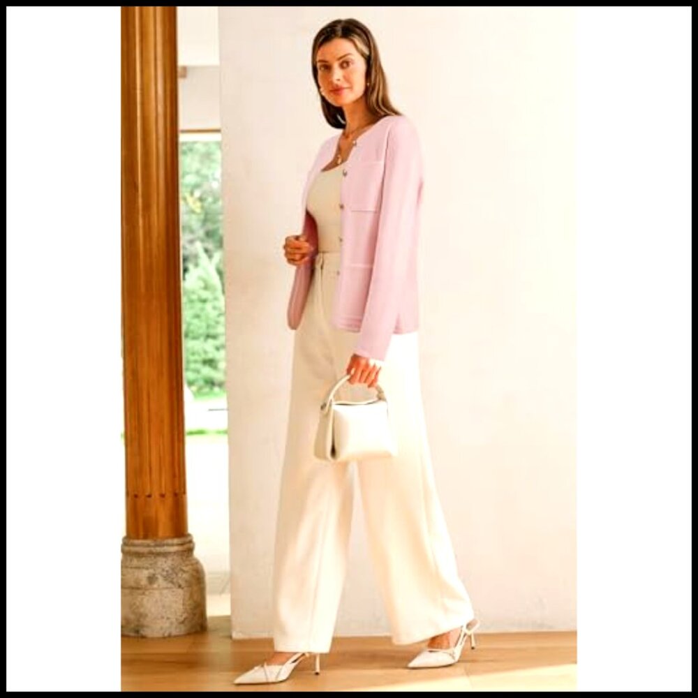 Wool Blend Blazer Jacket With Pockets Business Ca… - image 4